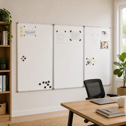 Magnetic Whiteboard Foldable Two Panel Presentation Display Board Office Home