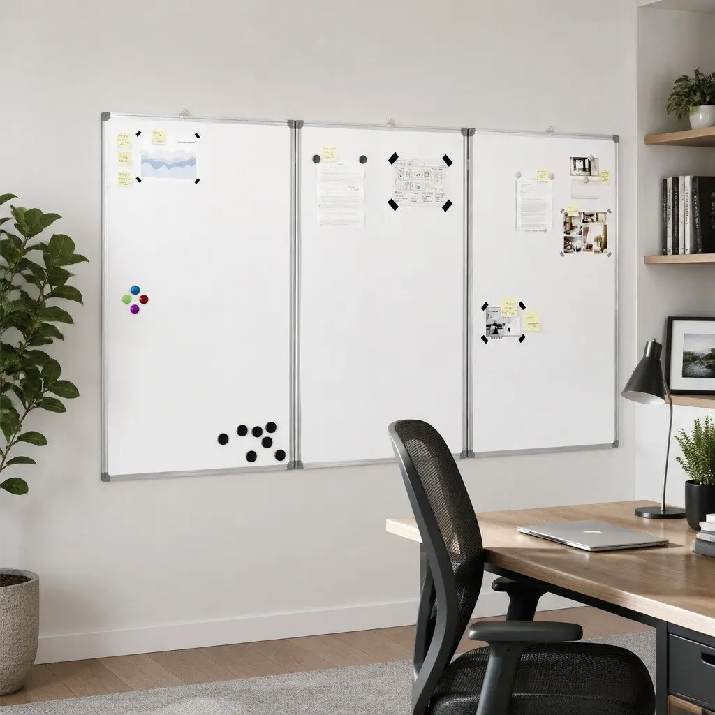 Foldable Magnetic Whiteboard with Two Panels for Presentations