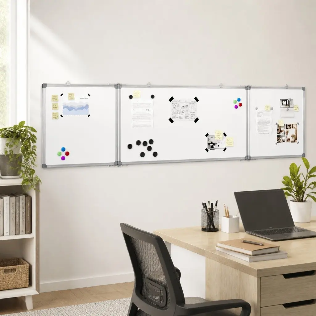 Foldable Magnetic Whiteboard with Two Panels