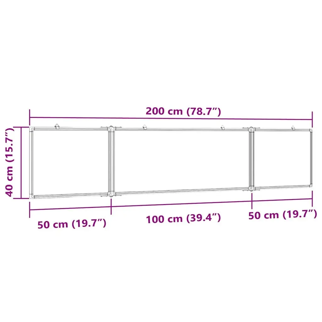 Foldable Magnetic Whiteboard 200x40cm