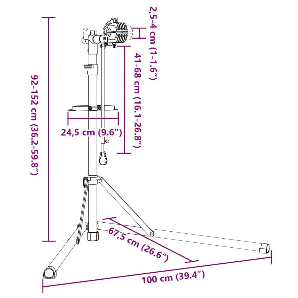 Bike Repair Stand Steel Foldable Adjustable Height 92-152cm Red