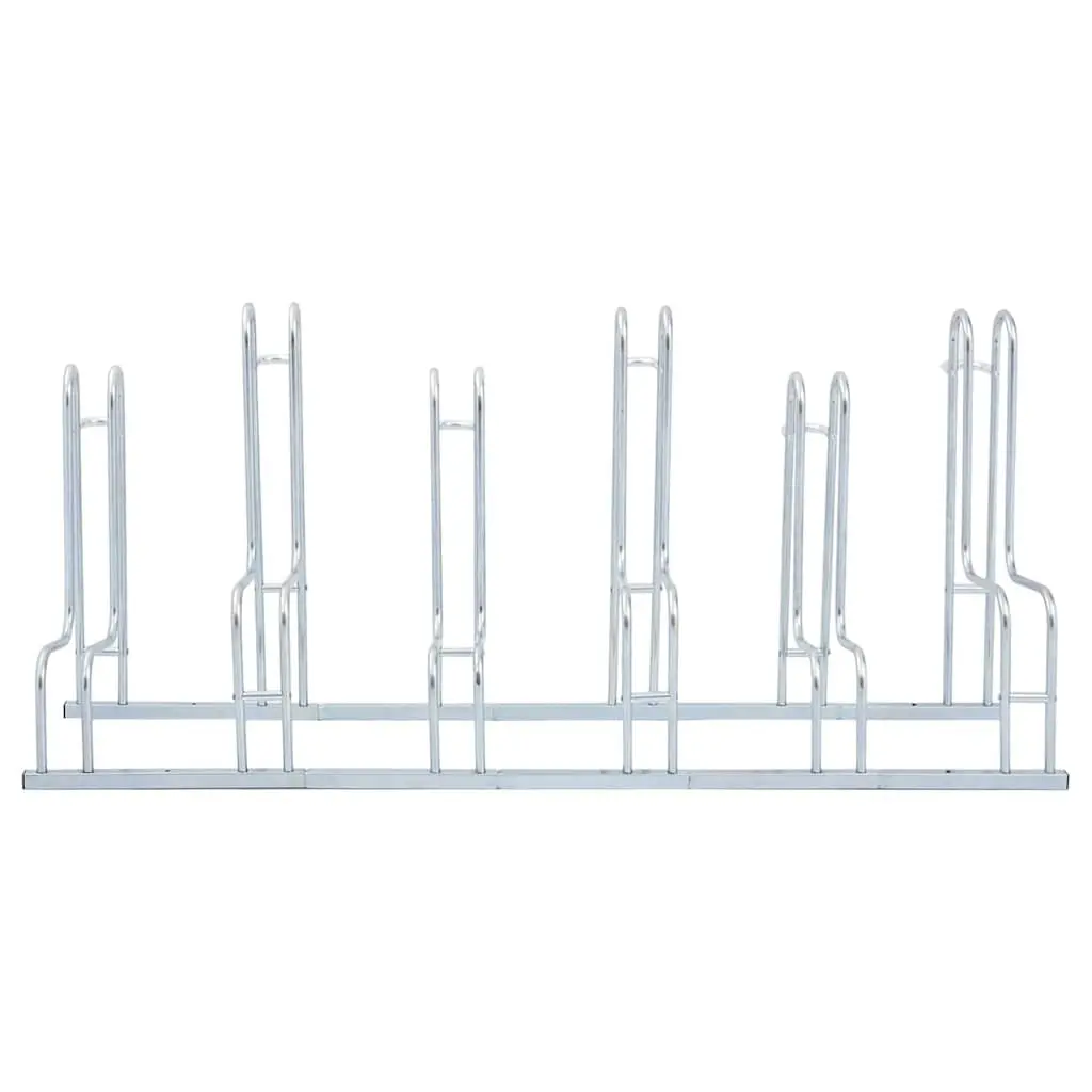 Bicycle Stand Galvanised Steel 6 Bikes Silver