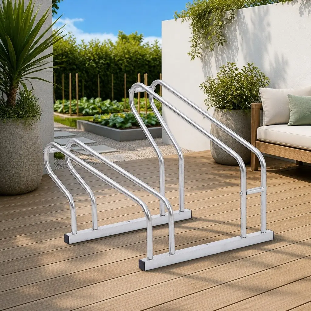 Silver Bicycle Stand for 2 Bikes Storage Rack