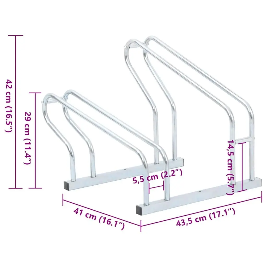 Silver Bicycle Stand for 2 Bikes Storage Rack