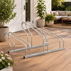 Durable Silver Bicycle Stand for 3 Bikes - Garage Storage