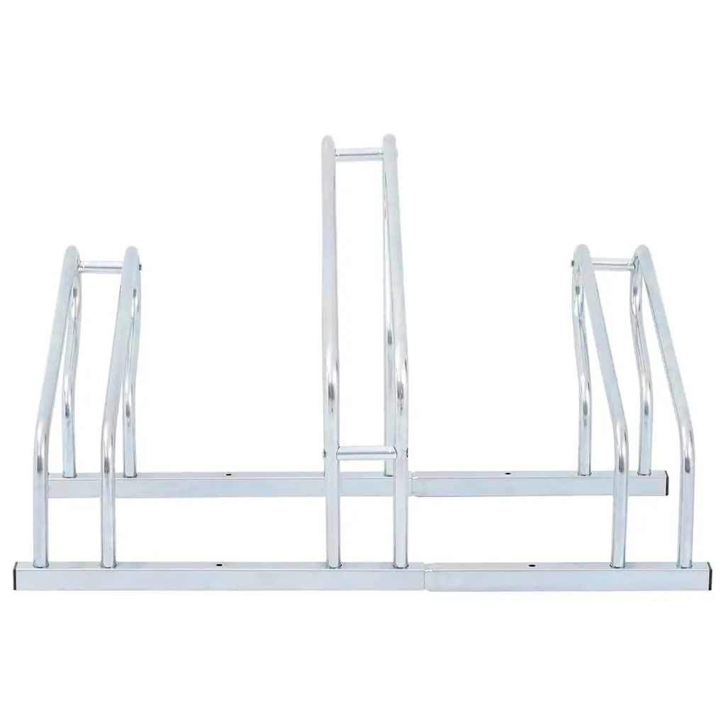Bicycle Stand 3 Bikes Floor Freestanding Storage Rack Silver Garage Outdoor