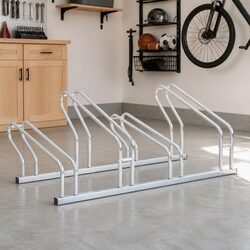 Bicycle Stand 4 Bikes Floor Freestanding Storage Rack Galvanised Steel Silver