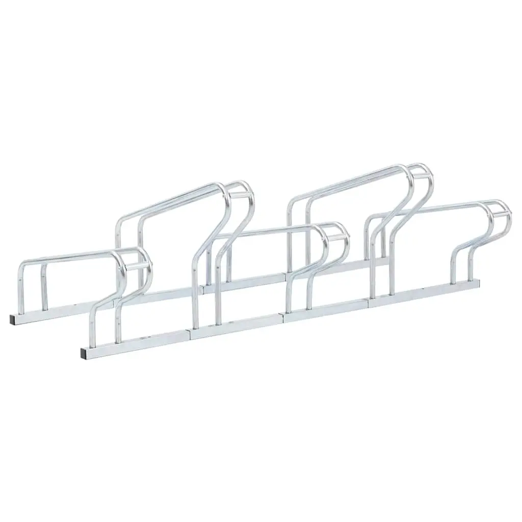 Bicycle Stand Floor Freestanding 5 Bikes Storage Silver Galvanised Steel Rack