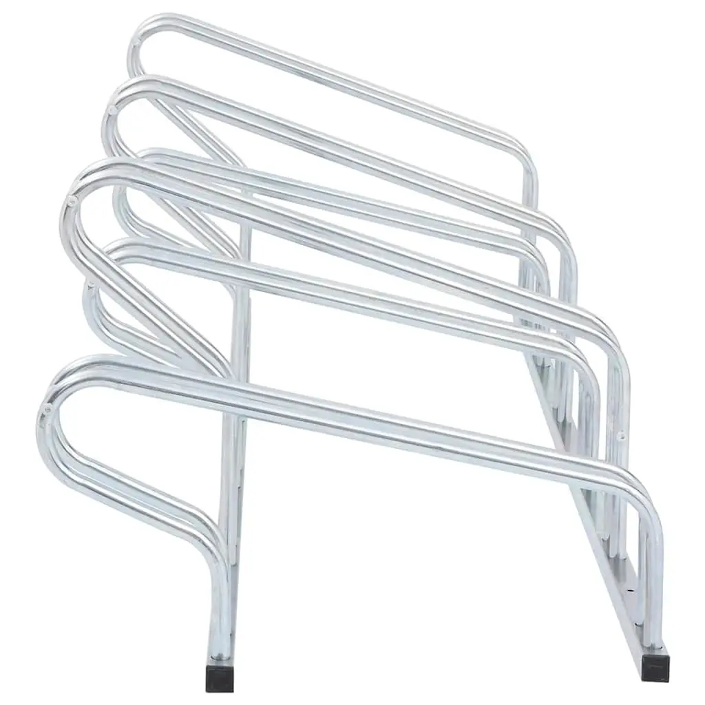 Bicycle Stand Galvanised Steel Freestanding 6 Bikes Storage Rack Silver