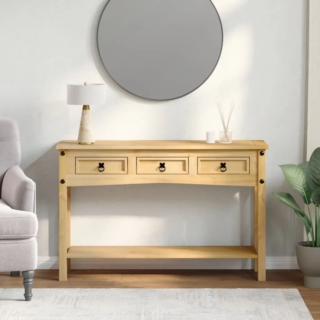 Solid Wood Console Table with 3 Drawers 114x34.5x73cm