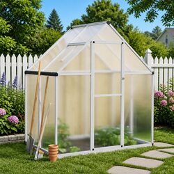 Sturdy Silver Greenhouse with Base Frame 169x114x195 cm