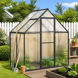 Greenhouse with Base Frame Anthracite 169x114x195 cm Aluminium Polycarbonate