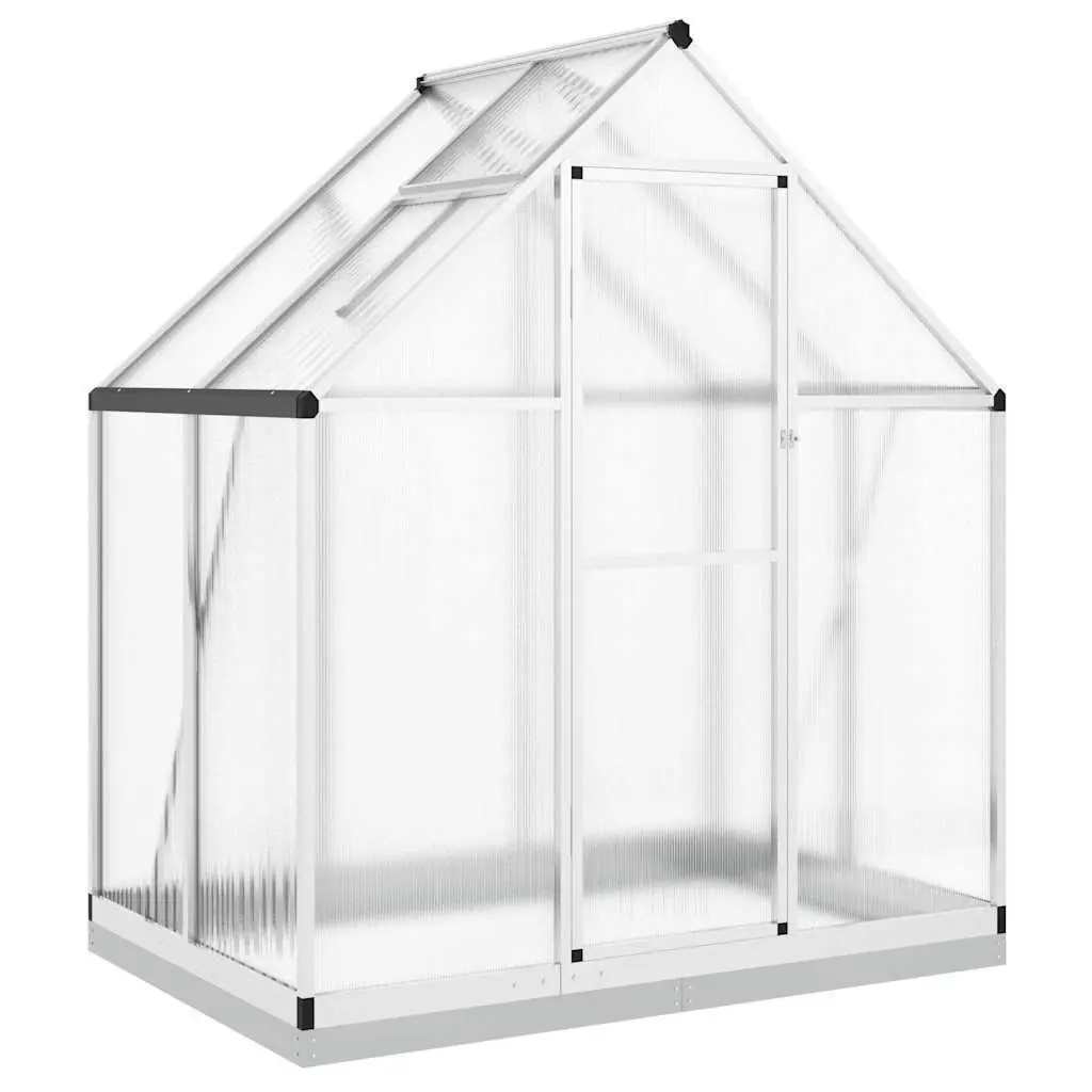 Garden Greenhouse Silver Aluminium Polycarbonate Frame with Base 169x114x202 cm