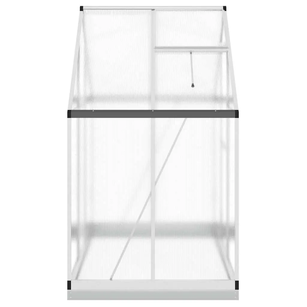 Garden Greenhouse Silver Aluminium Polycarbonate Frame with Base 169x114x202 cm
