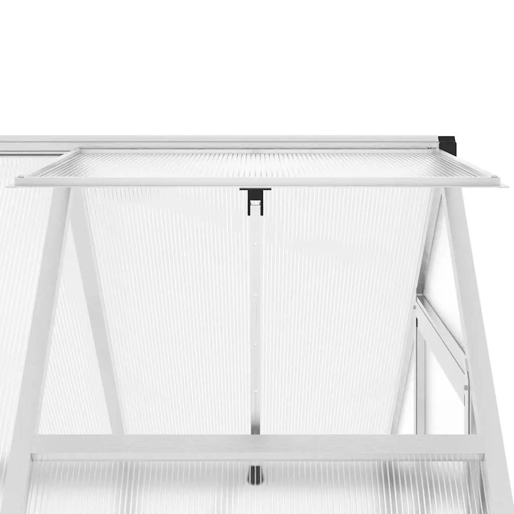 Garden Greenhouse Silver Aluminium Polycarbonate Frame with Base 169x114x202 cm