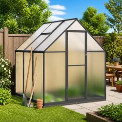 Premium Anthracite Greenhouse with Polycarbonate Panels 169x169x202 cm