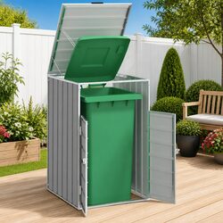 Durable Grey Wheelie Bin Storage Shed 72x81x115cm