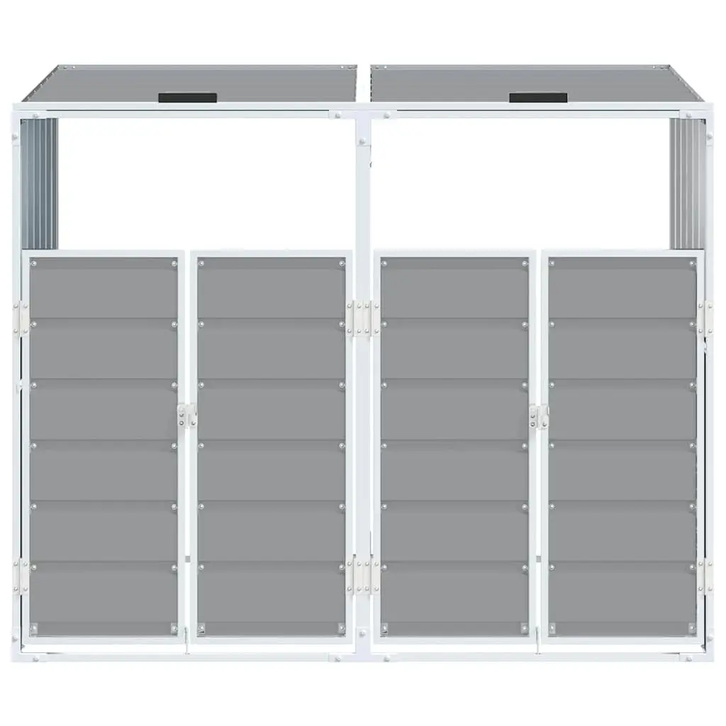 Wheelie Bin Storage Double Bins Powder-coated Steel 144 x 81 x 113 cm Grey