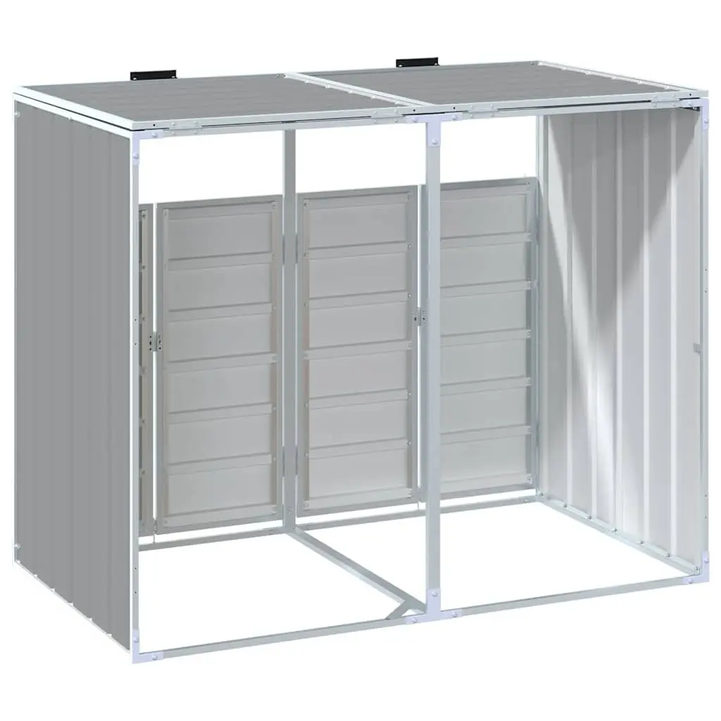 Wheelie Bin Storage Double Bins Powder-coated Steel 144 x 81 x 113 cm Grey