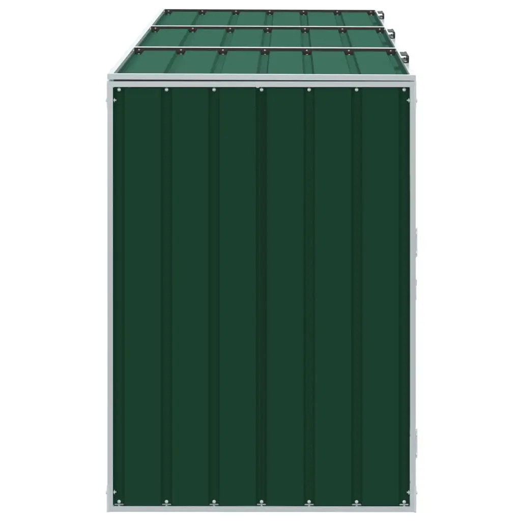 Wheelie Bin Storage Powder-coated Steel Green Triple Garbage Bins Enclosure Outdoor Garden Waste
