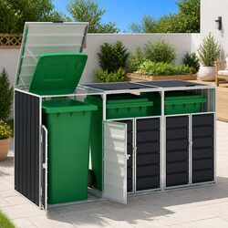 Durable Anthracite Wheelie Bin Storage for Triple Bins