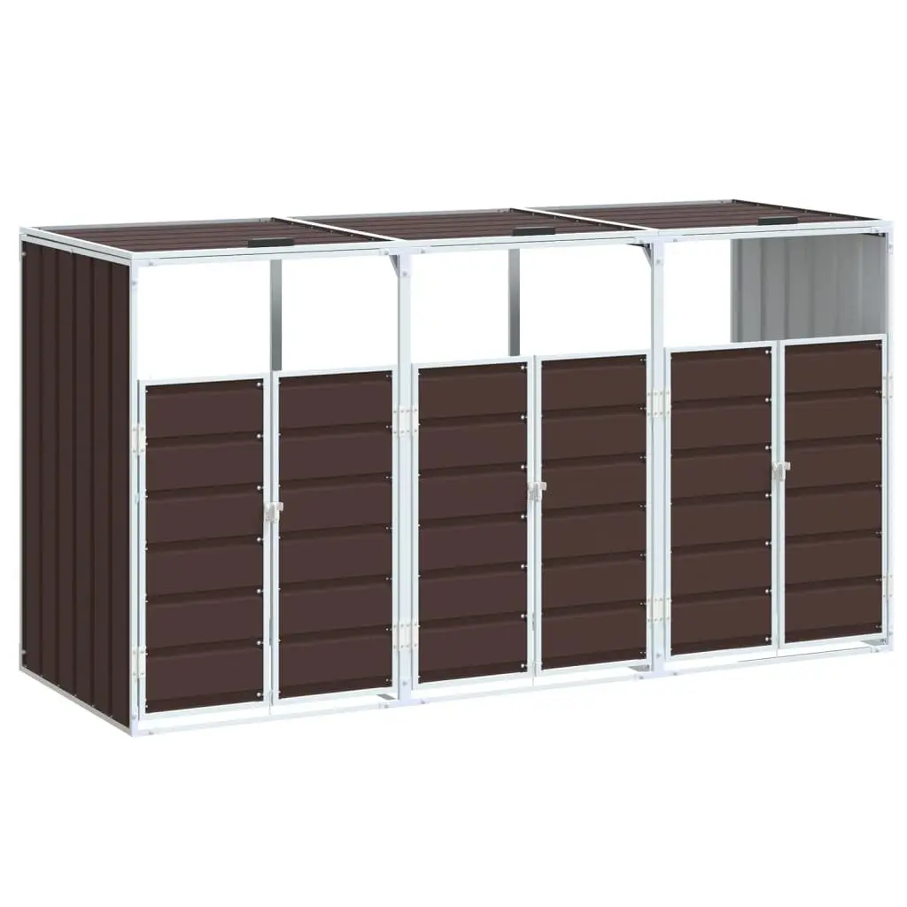 Triple Wheelie Bin Storage Unit in Brown