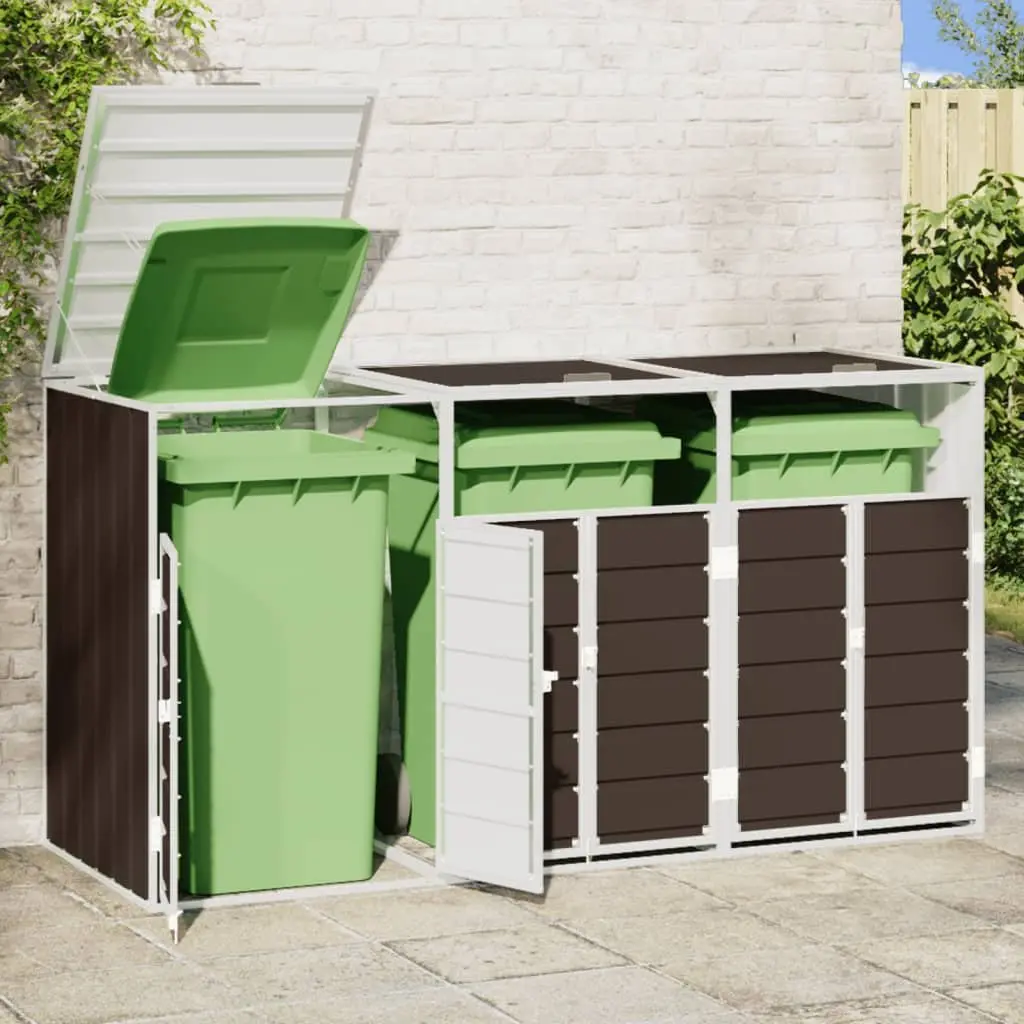 Triple Wheelie Bin Storage Unit in Brown
