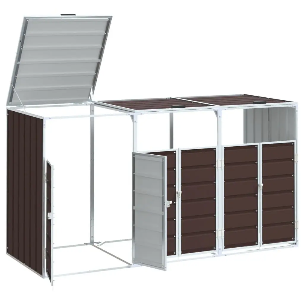 Triple Wheelie Bin Storage Unit in Brown