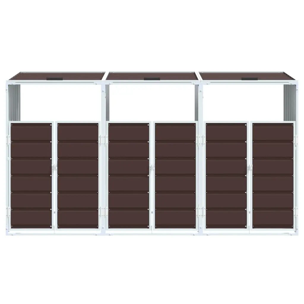 Triple Wheelie Bin Storage Unit in Brown
