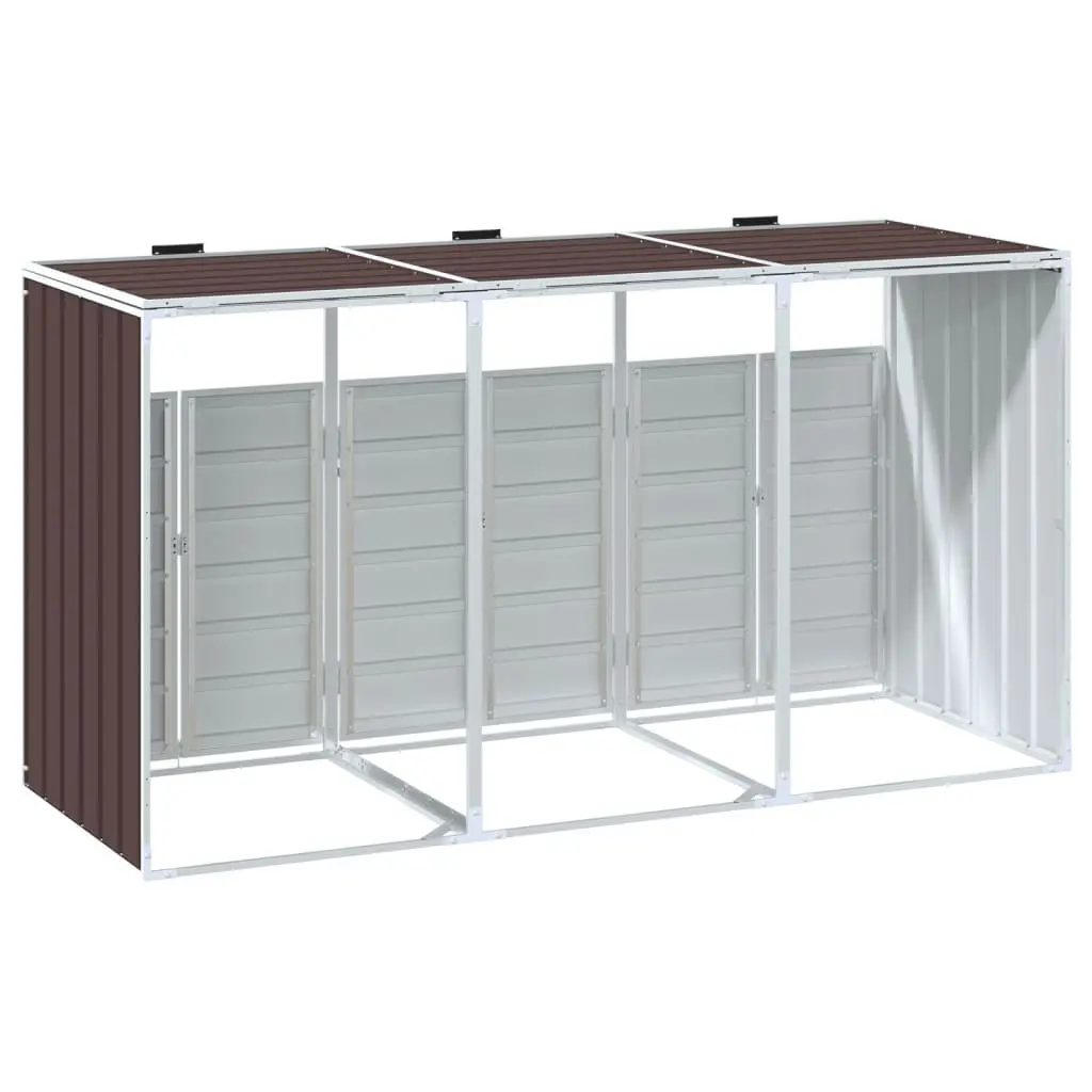 Triple Wheelie Bin Storage Unit in Brown