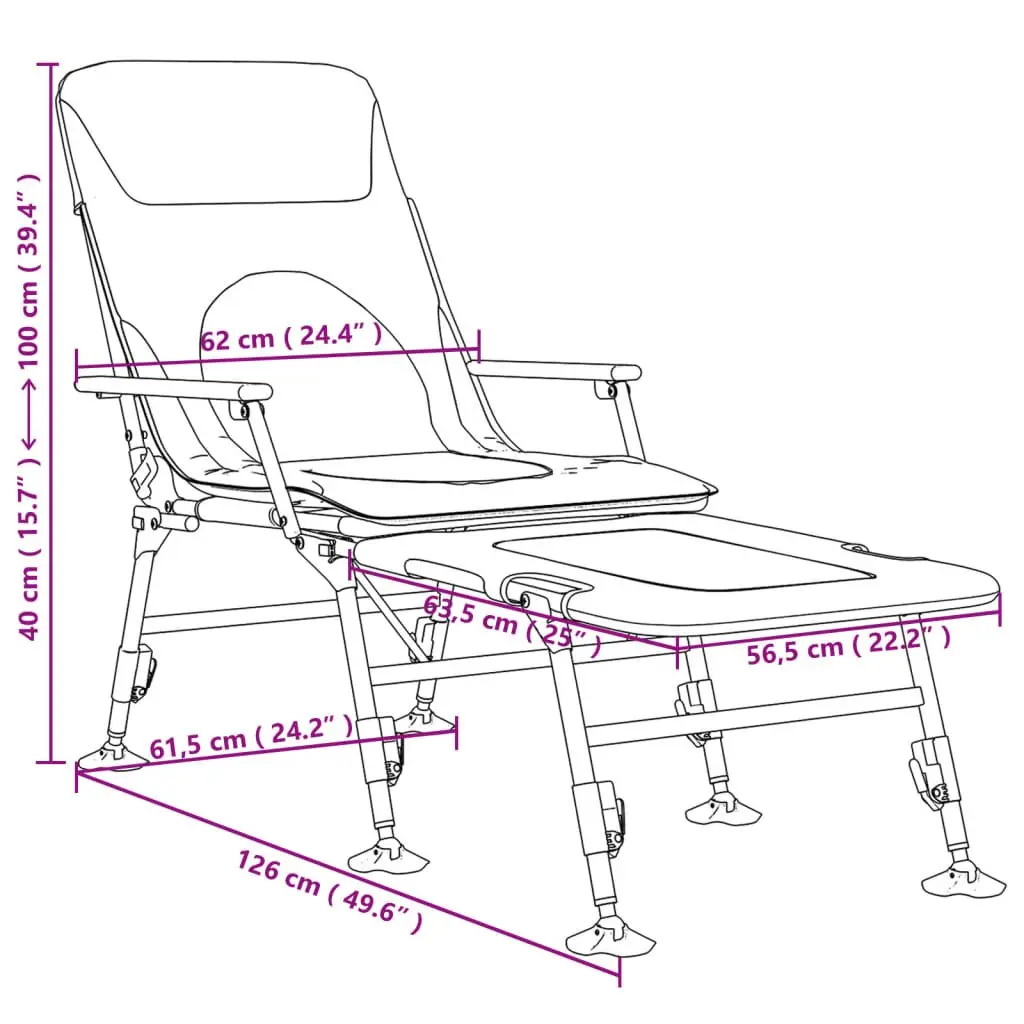 Fishing Bedchair with Adjustable Mud Legs