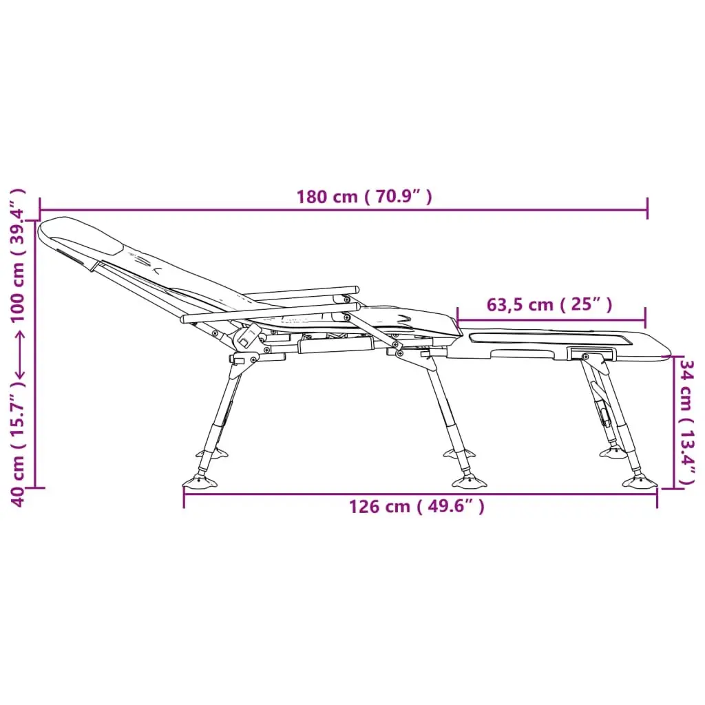 Fishing Bedchair with Adjustable Mud Legs