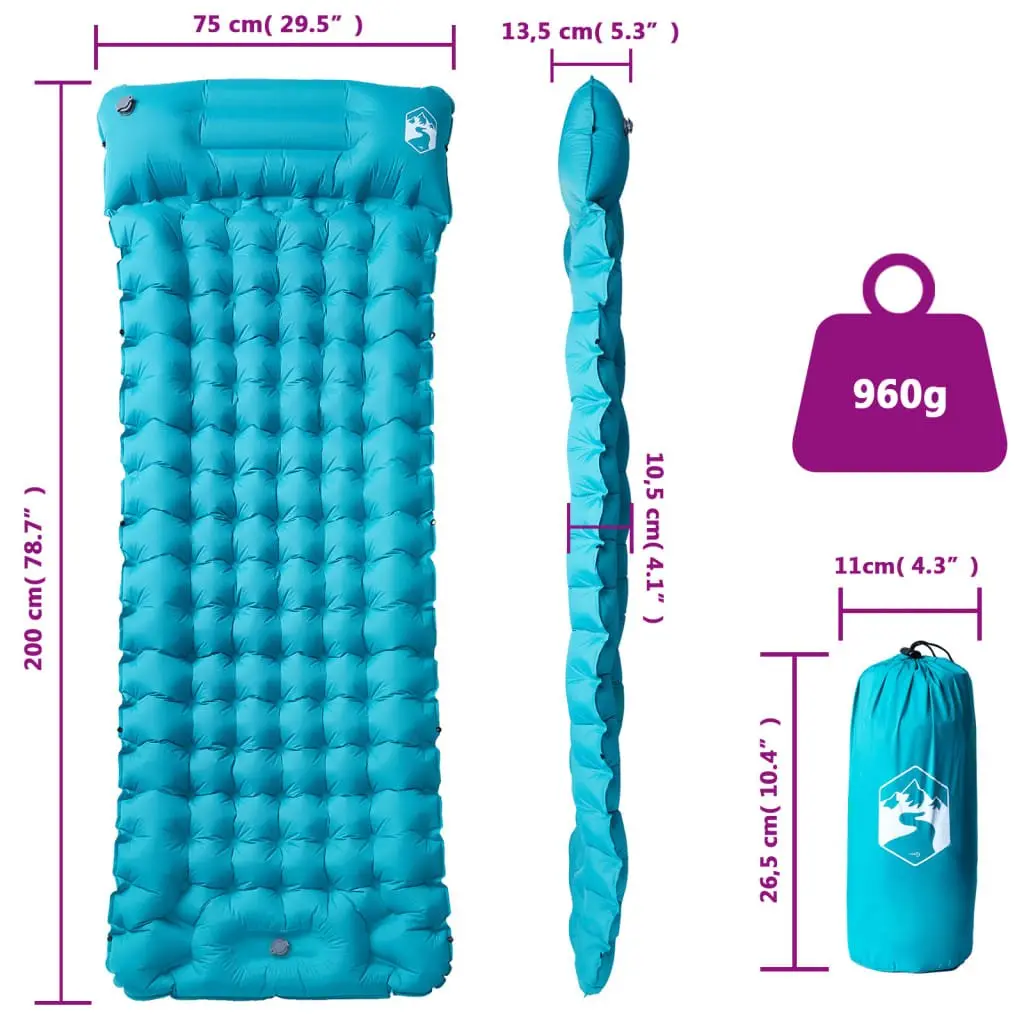 Self Inflating Camping Mattress with Integrated Pillow