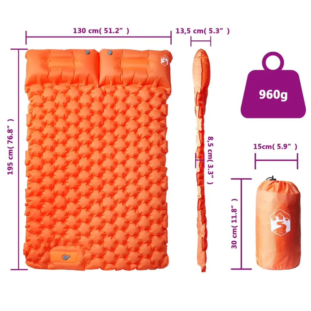 Self Inflating 2-Person Camping Mattress with Pillows
