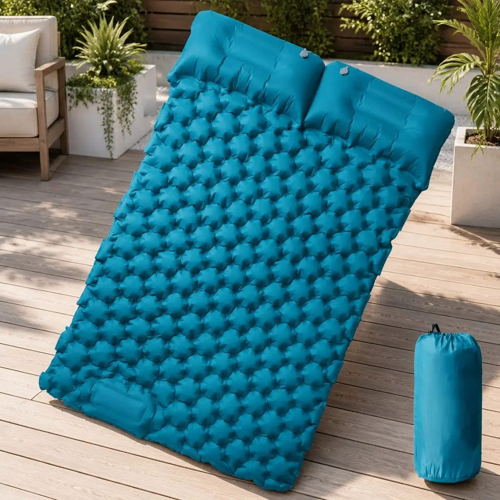 Blue Self Inflating Camping Mattress for 2