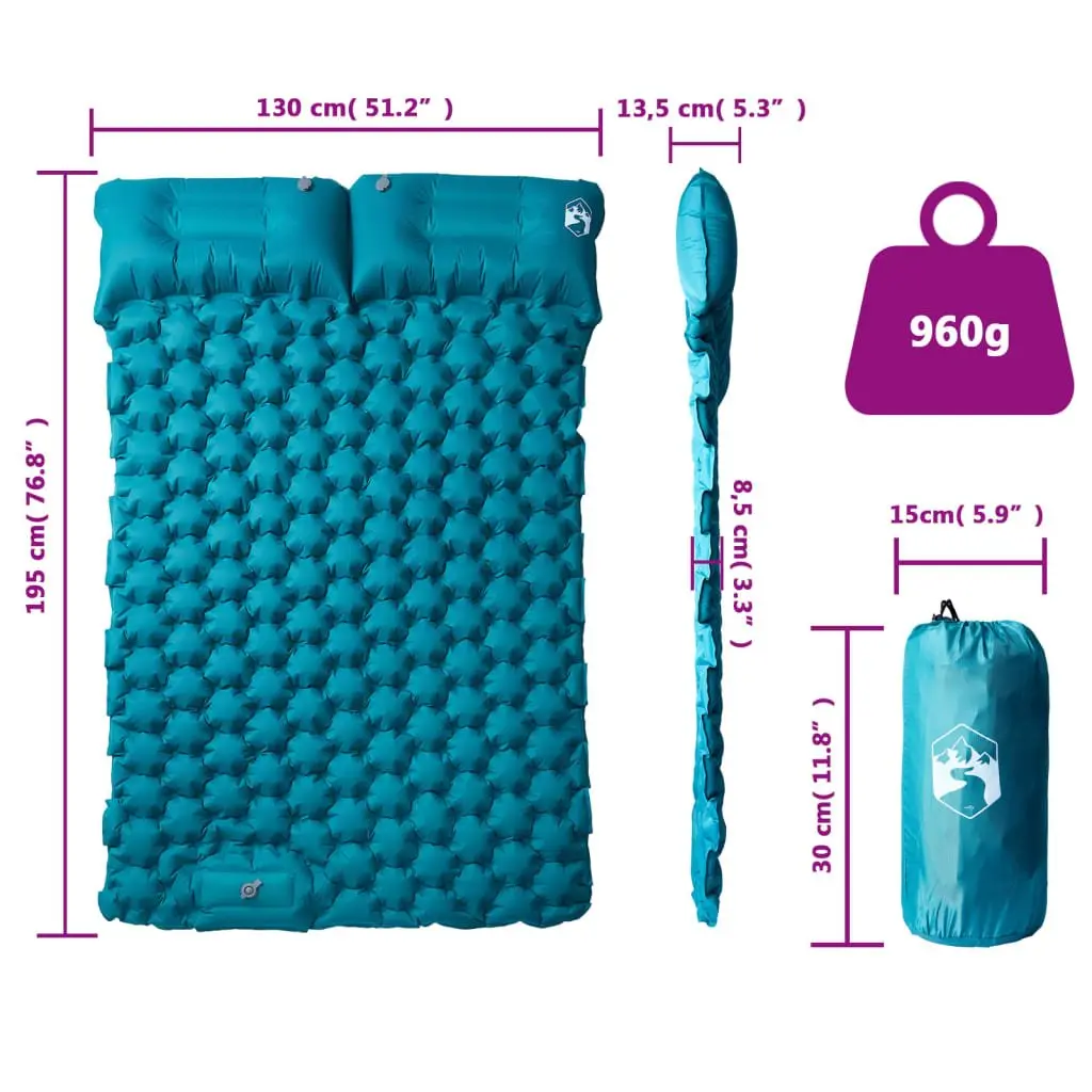 Blue Self Inflating Camping Mattress for 2