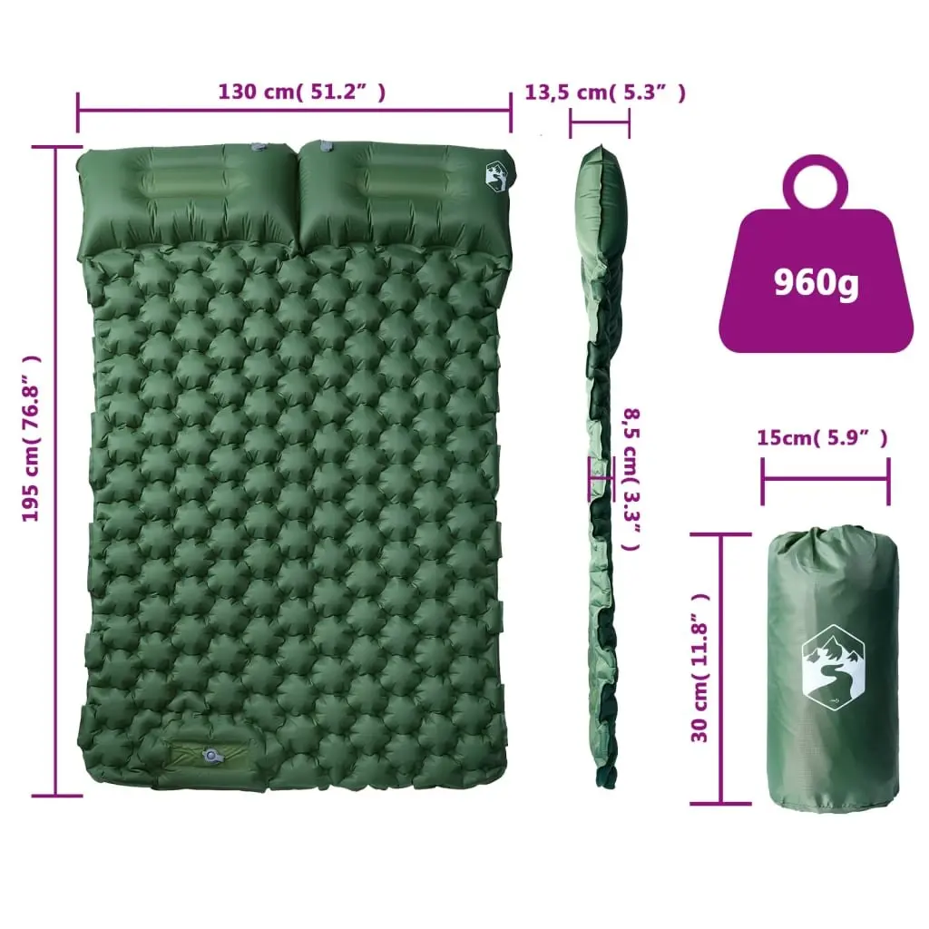 2-Person Self Inflating Camping Mattress with Pillows