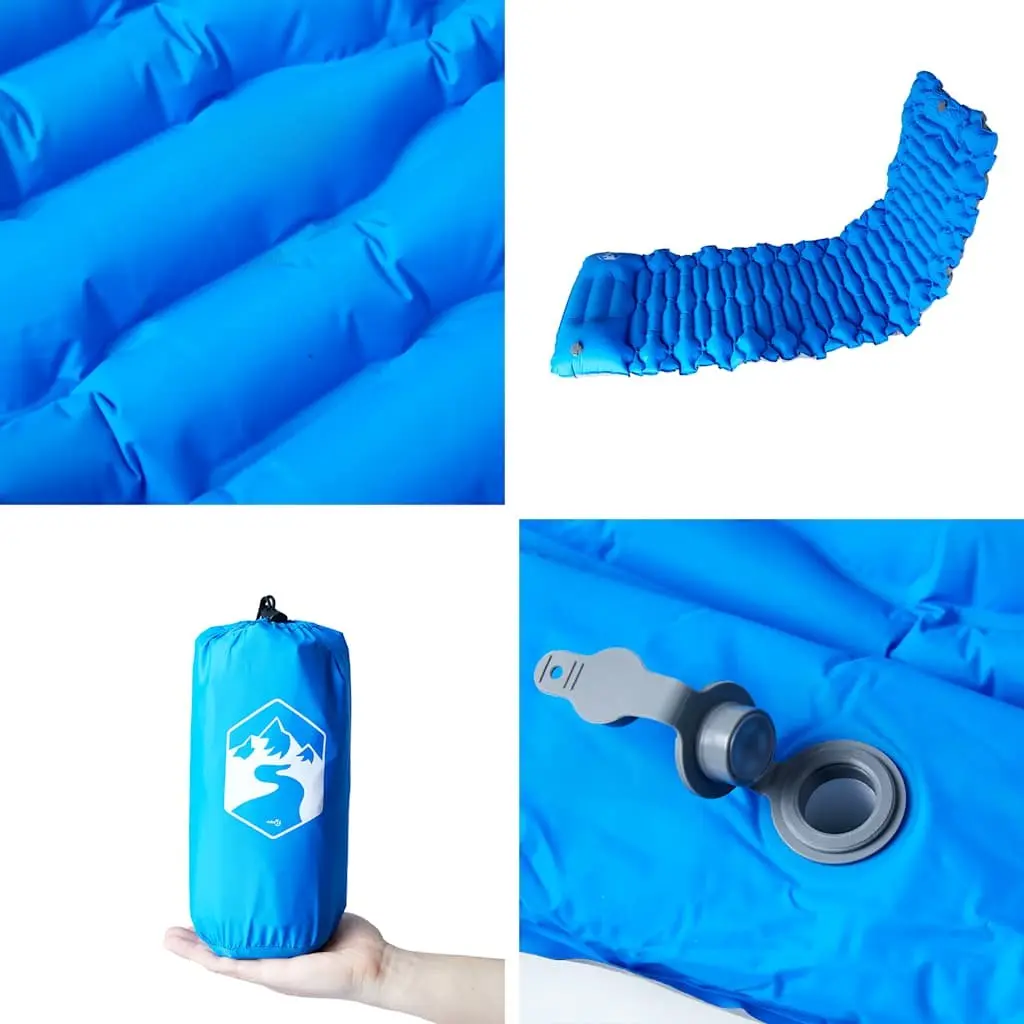 Self Inflating Camping Mattress with Pillow, Blue