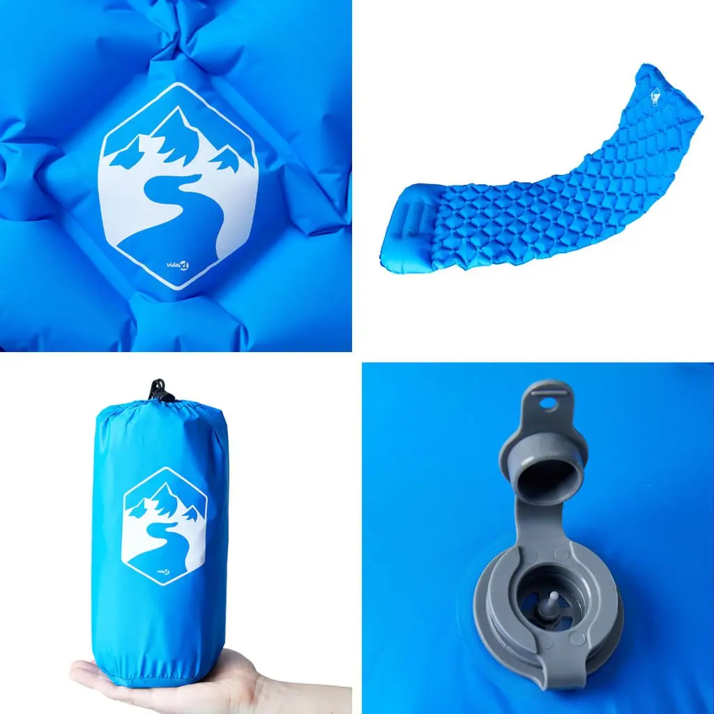 Inflatable Camping Mattress with Pillow for One