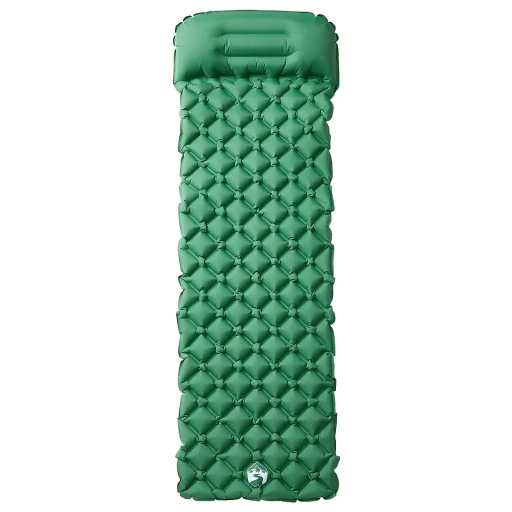 Inflating Camping Mattress with Pillow 1-Person Sleeping Pad Green Outdoor