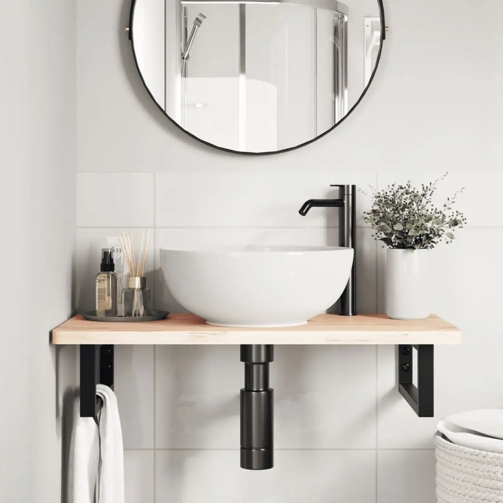 Black Steel Shelf Brackets for Washbasin 2 pcs