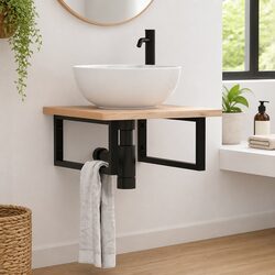 Rectangular Steel Shelf Brackets Black Wall Mount Support 2 pcs Home Storage
