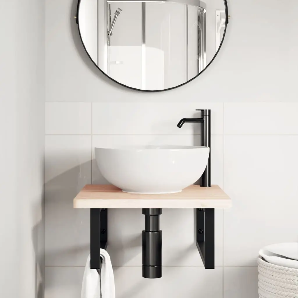 Black Wall Mount Steel Shelf Brackets 2 pcs