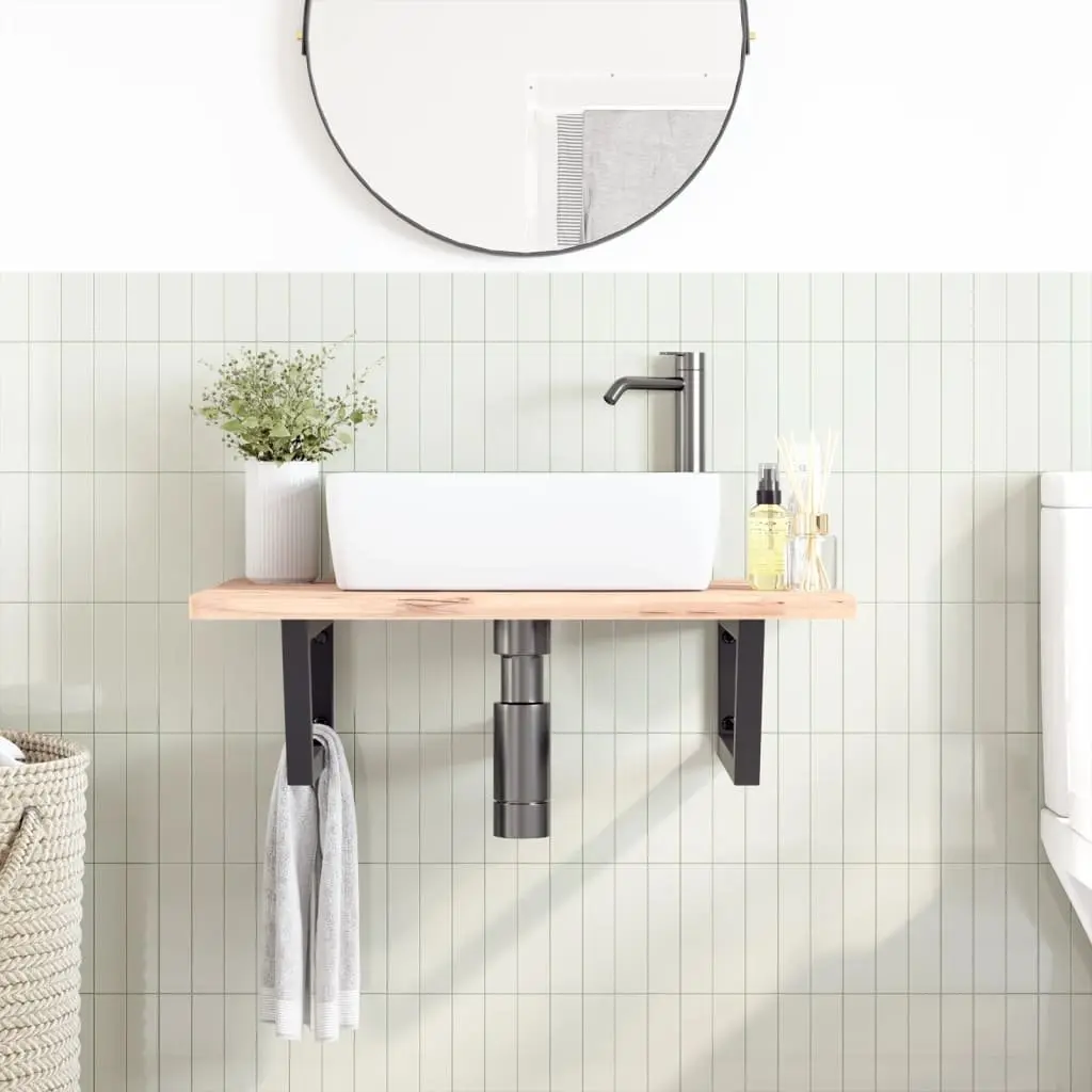 Steel Wall Mount Shelf Brackets for Washbasin 2 pcs Black