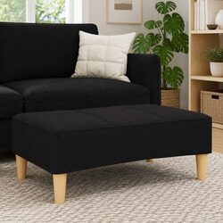 Durable Black Fabric Footstool Ottoman for Living Rooms