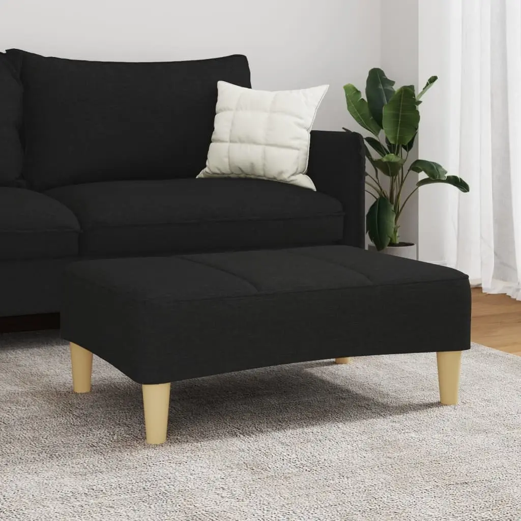 Black Fabric Footstool Ottoman for Living Rooms