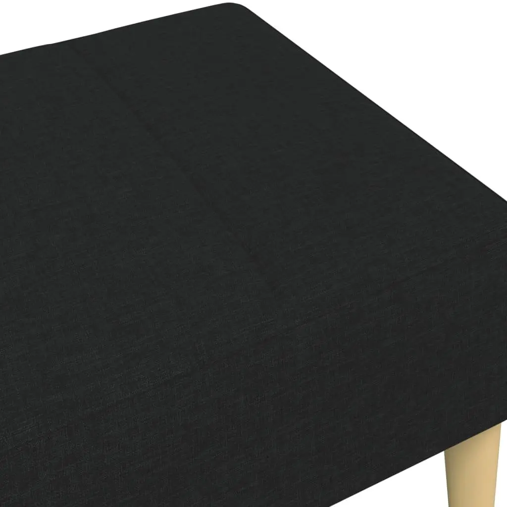 Black Fabric Footstool Ottoman for Living Rooms