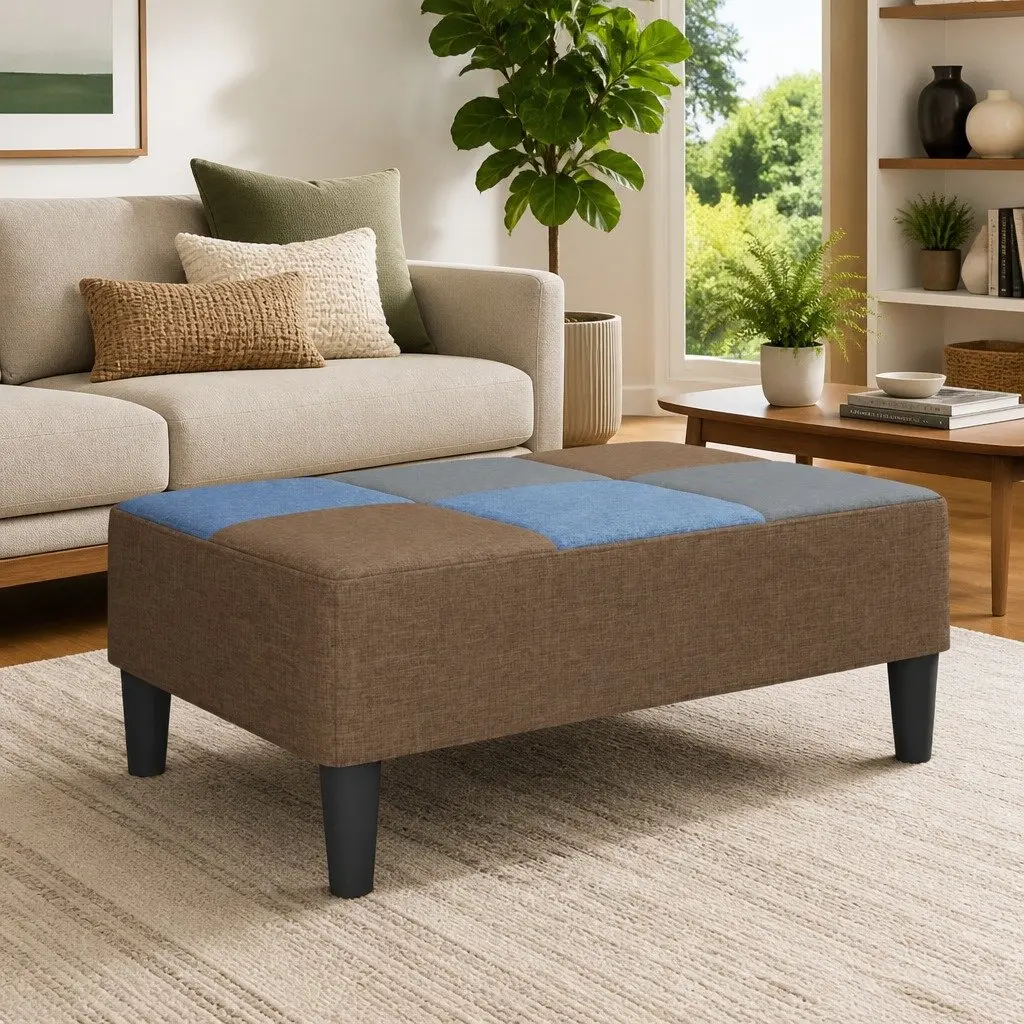 Multicolour Fabric Ottoman Footstool for Living Spaces