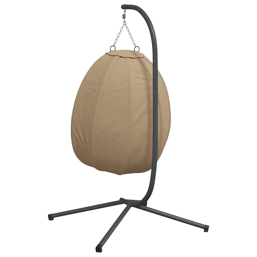Hanging Egg Chair Steel Frame Taupe Fabric Outdoor Swing