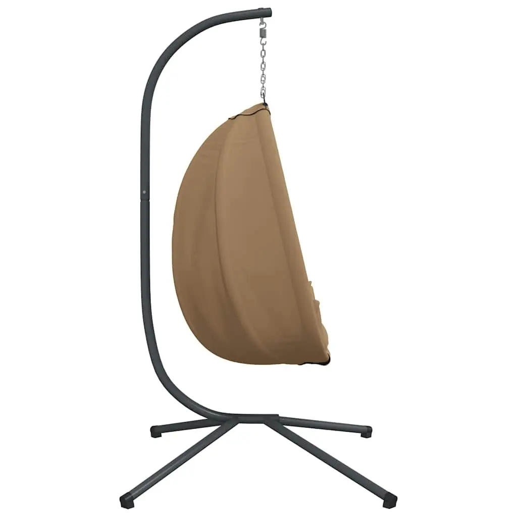 Hanging Egg Chair Steel Frame Taupe Fabric Outdoor Swing